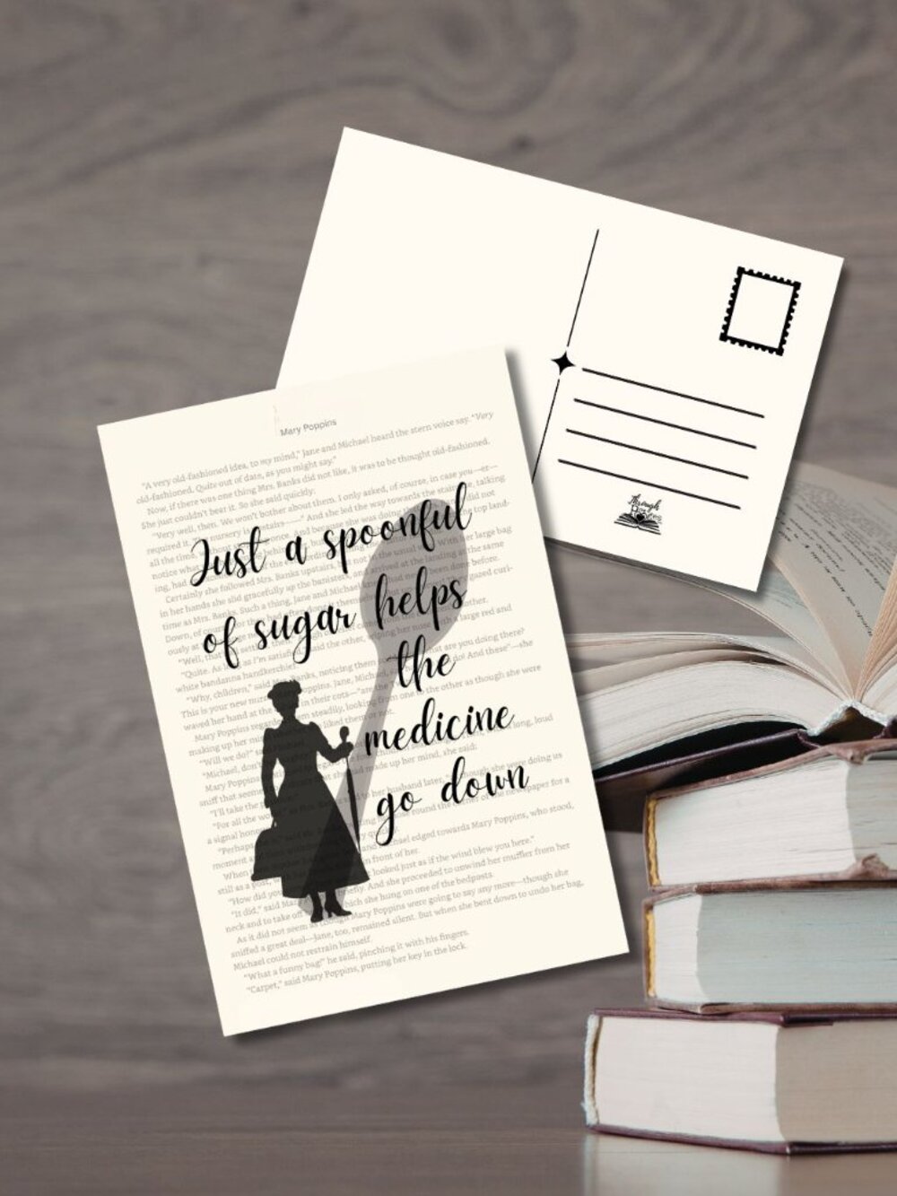 Mary Poppins Bookish Book Page Postcard Mini Art Print